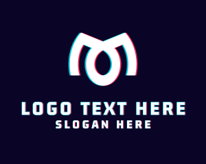 Anaglyph - Cyber Anaglyph Letter M logo design