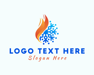 Refrigeration - Snowflake Fire Flame logo design
