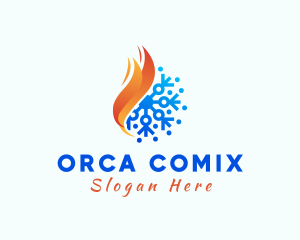Snowflake Fire Flame Logo