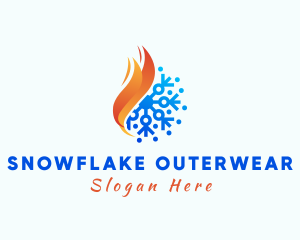 Snowflake Fire Flame logo design