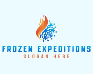 Snowflake Fire Flame logo design