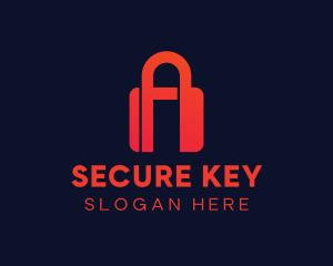 Password - Red Lock Letter A logo design