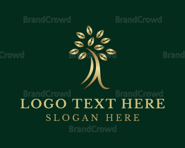 Golden Elegant Tree Logo