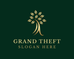 Golden Elegant Tree Logo