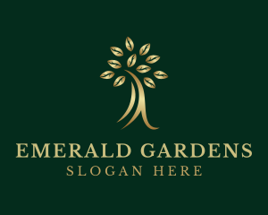 Golden Elegant Tree logo design