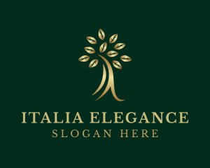 Golden Elegant Tree logo design