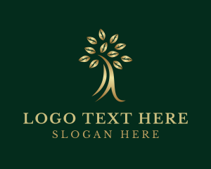 Golden Elegant Tree Logo