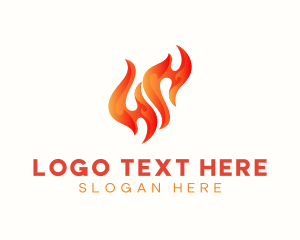 Heating - Red Burning Flame logo design