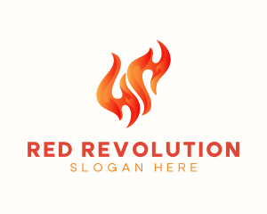 Red Burning Flame logo design