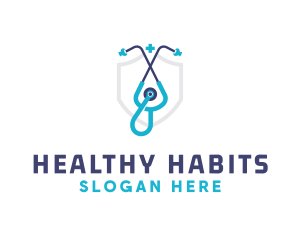 Stethoscope Medical Protection logo design