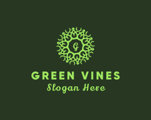 Vine Wreath Flower Garland logo design