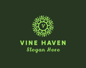 Vine Wreath Flower Garland logo design