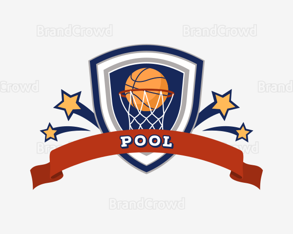 Basketball Sports Shield Logo