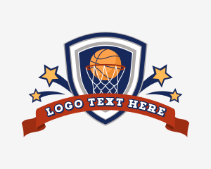 Emblem - Basketball Sports Shield logo design