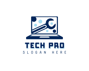 Technician - Wrench Laptop Technician logo design