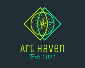 Neon Bicycle Wheel logo design