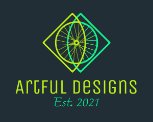 Neon Bicycle Wheel logo design