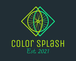 Neon Bicycle Wheel logo design