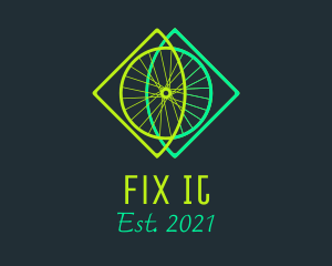 Neon Bicycle Wheel logo design