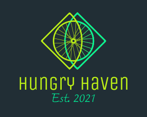 Neon Bicycle Wheel logo design