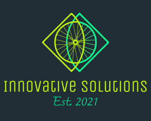 Neon Bicycle Wheel logo design