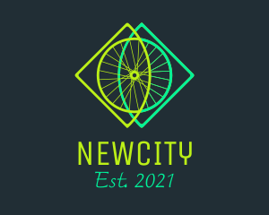 Neon Bicycle Wheel logo design