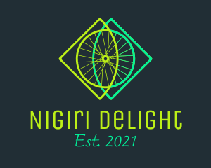 Neon Bicycle Wheel logo design