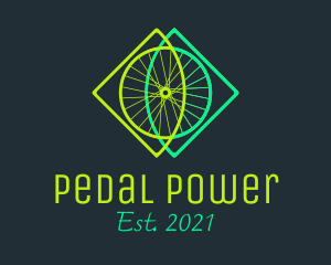 Bicycle - Neon Bicycle Wheel logo design