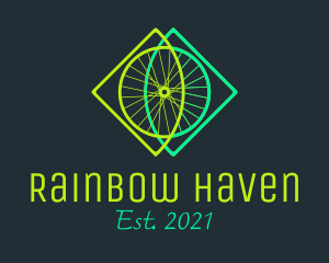 Neon Bicycle Wheel logo design