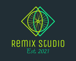 Neon Bicycle Wheel logo design