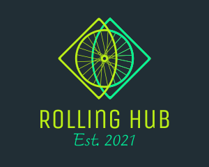 Wheel - Neon Bicycle Wheel logo design