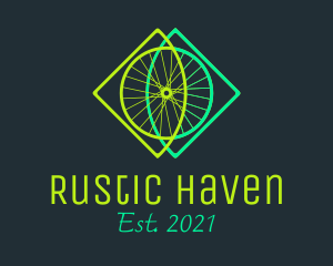 Neon Bicycle Wheel logo design