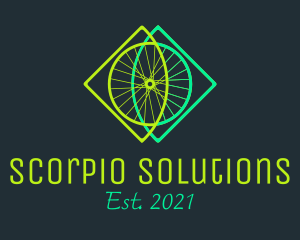 Neon Bicycle Wheel logo design