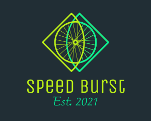 Neon Bicycle Wheel logo design