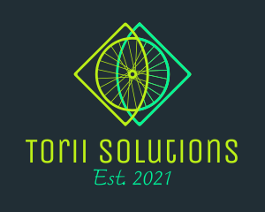 Neon Bicycle Wheel logo design