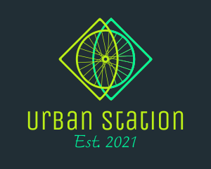 Neon Bicycle Wheel logo design