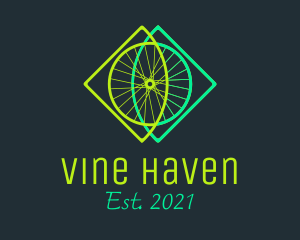 Neon Bicycle Wheel logo design