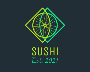 Neon Bicycle Wheel logo design