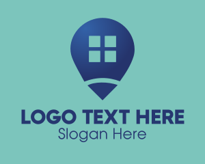 Locator - Blue House Location logo design