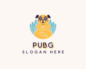 Orange Puppy - Pug Yoga Wellness logo design
