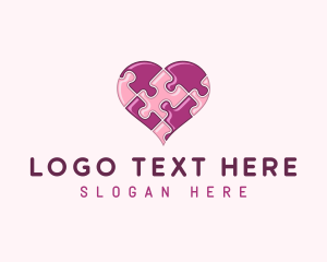 Love - Heart Love Puzzle logo design