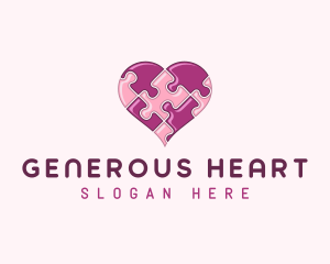 Heart Love Puzzle logo design