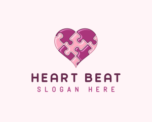 Heart Love Puzzle logo design