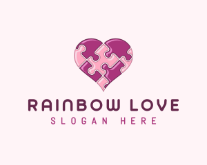 Heart Love Puzzle logo design