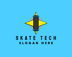 Retro Longboard Skater  logo design