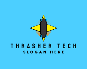 Thrasher - Retro Longboard Skater logo design