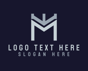 Crown - Modern Turret Letter M logo design