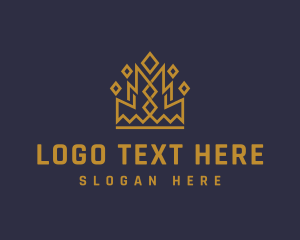 Coronet - Gold Geometric Crown logo design