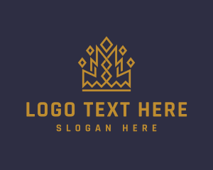 Kingdom - Gold Geometric Crown logo design
