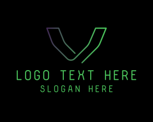 Application - Cyber Tech Letter V logo design
